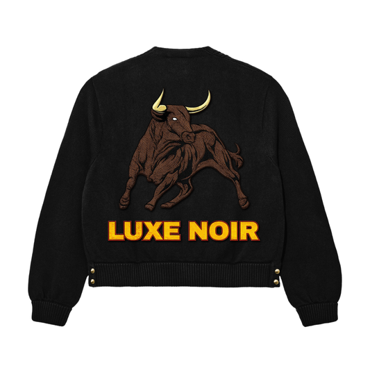 “LUXE NOIR” Double Breasted Cardigan- BLACK