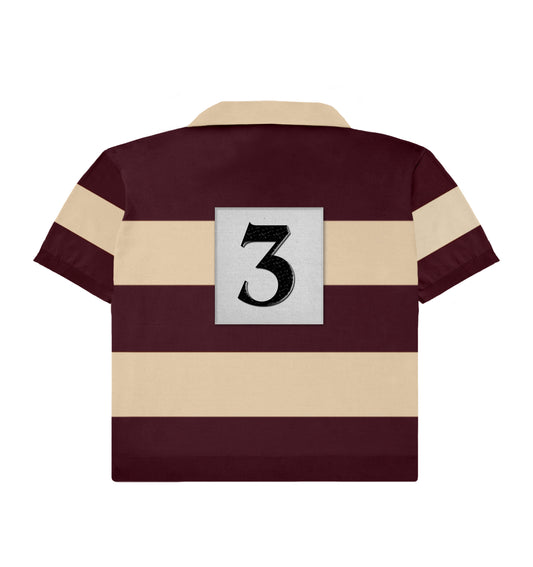 SHORTSLEEVE KNITTED RUGBY- Crimson/Beige