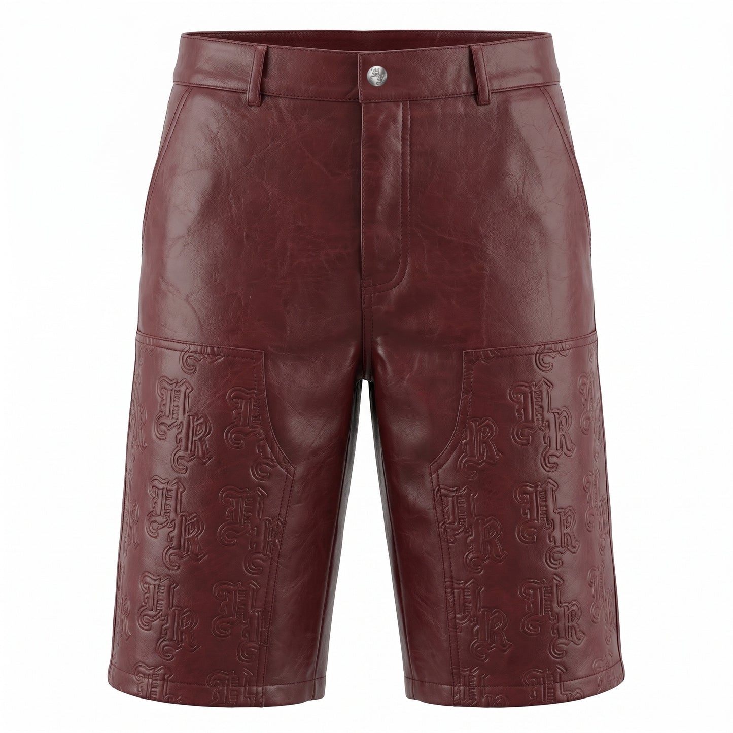 LEATHER CARPENTER SHORTS- Wine Red