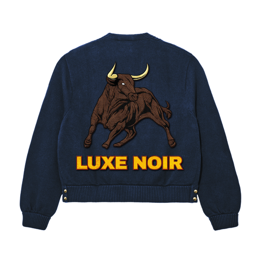 “LUXE NOIR” Double Breasted Cardigan- Navy