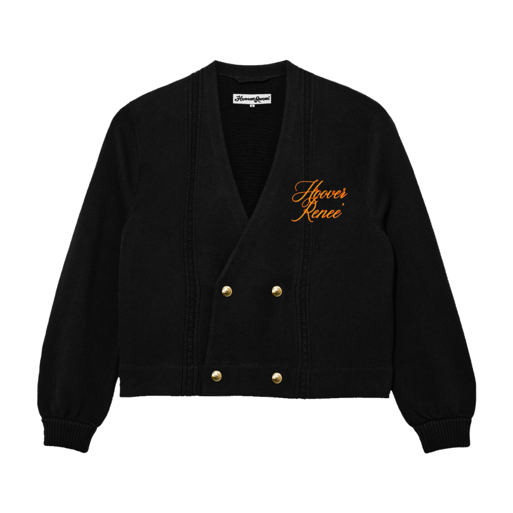 “LUXE NOIR” Double Breasted Cardigan- BLACK