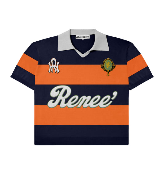 SHORTSLEEVE KNITTED RUGBY- Orange/Navy
