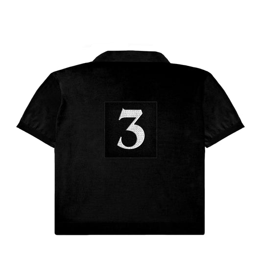 SHORTSLEEVE KNITTED RUGBY- Black/Pearl