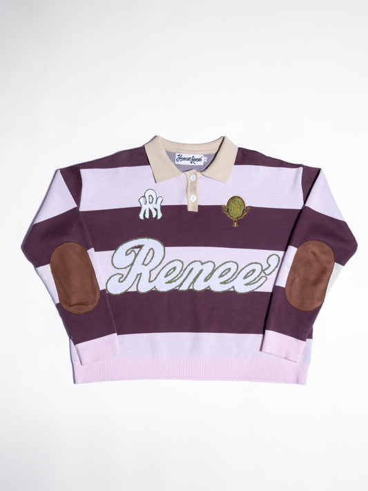 KNITTED RUGBY - Pink/Brown