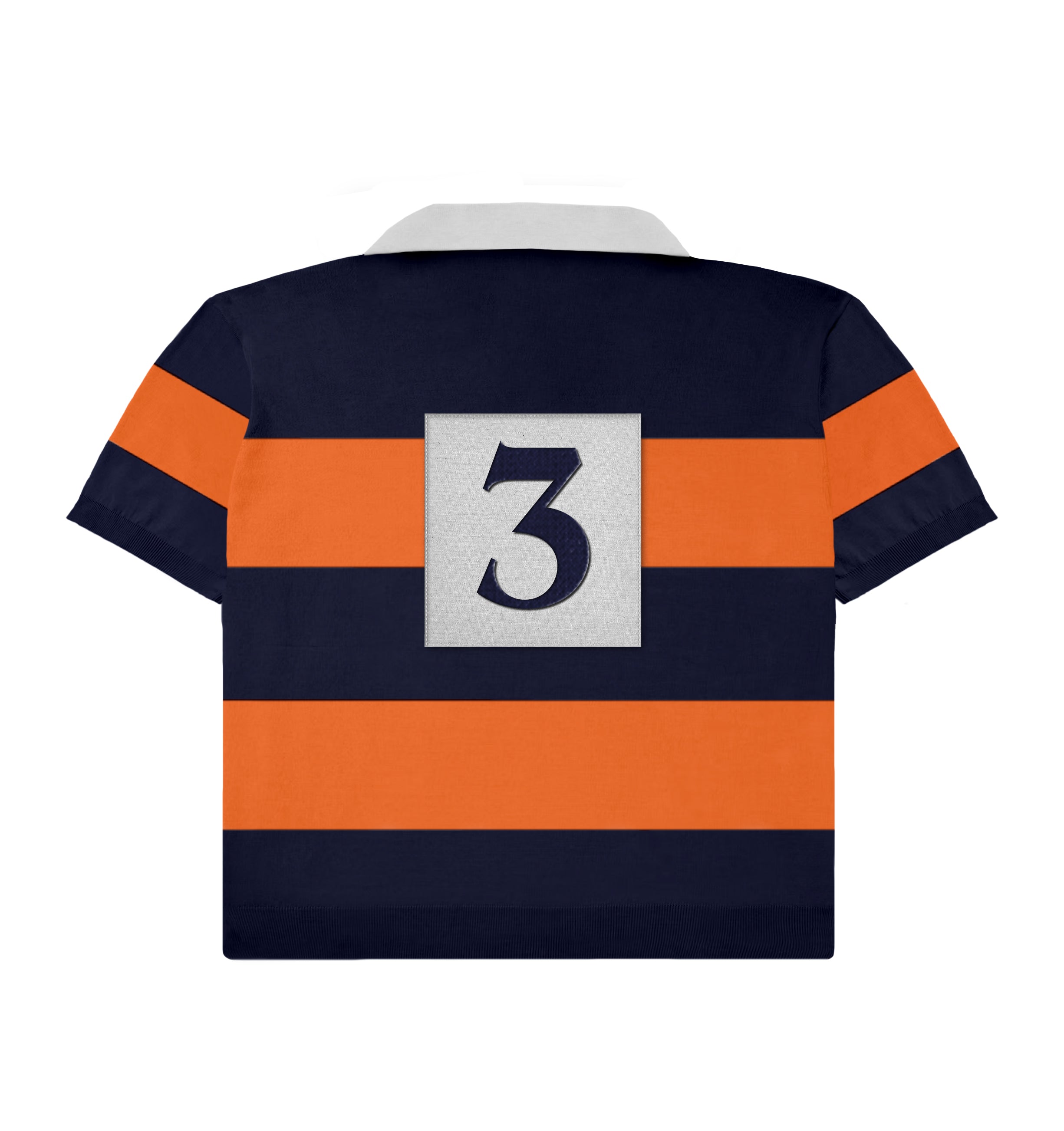 Shortsleeve Knitted Rugby Orange/Navy – Cotton Shirt | Hoover