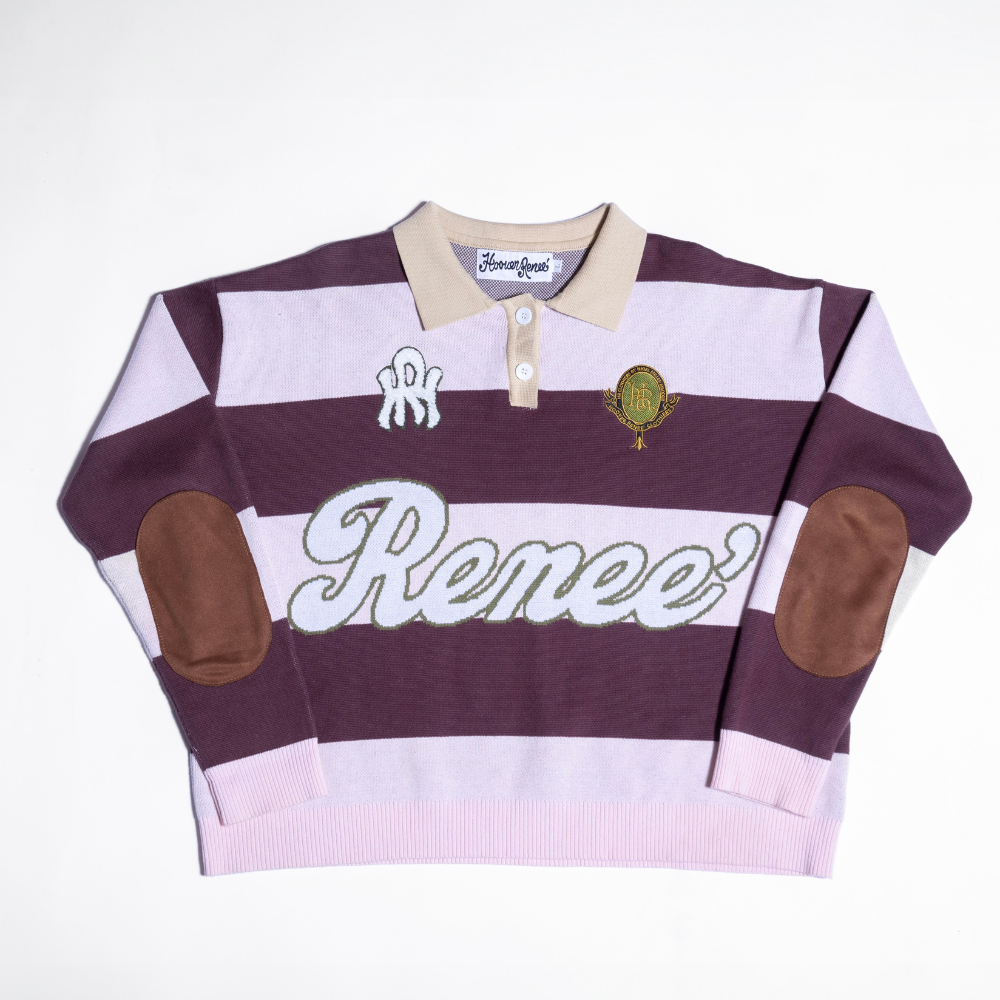 KNITTED RUGBY - Pink/Brown