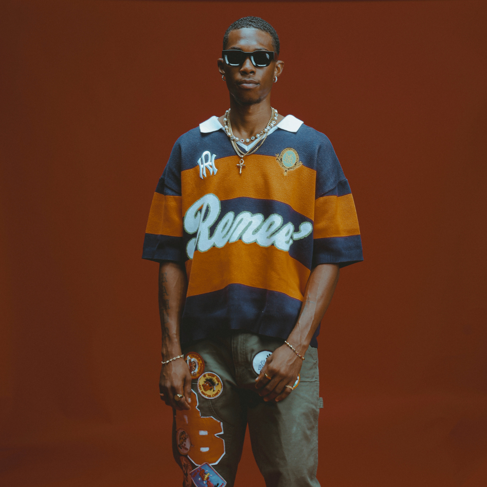 Shortsleeve Knitted Rugby Orange/Navy – Cotton Shirt | Hoover